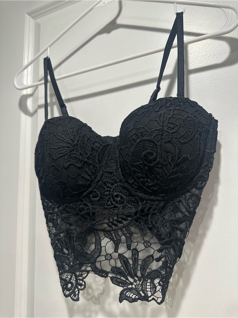 bebe Black Lace Longline Bustier Bra - Picture 5 of 8